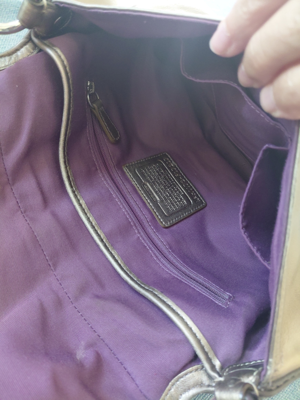 Vintage Coach Metallic Leather Shoulder Bag with Buckle Detail - Picture 6 of 16
